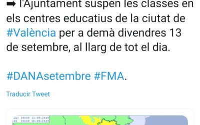 Mañana, 13 de septiembre, suspendidas las clases